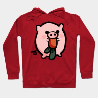 Cute Cartoon Piggy With Carrot Hoodie